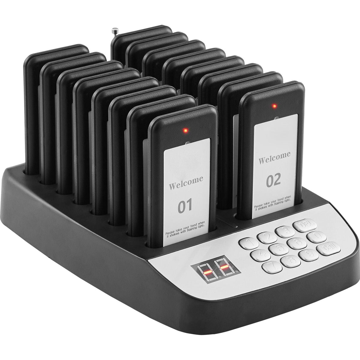 Restaurant Pager System, Wireless 500m Long Range Lineup Waiting Queue Signal, Guest Customer Calling Beepers with Vibration & Flashing, 16 Buzzers for Food Truck, Church, Nursery, Hospital