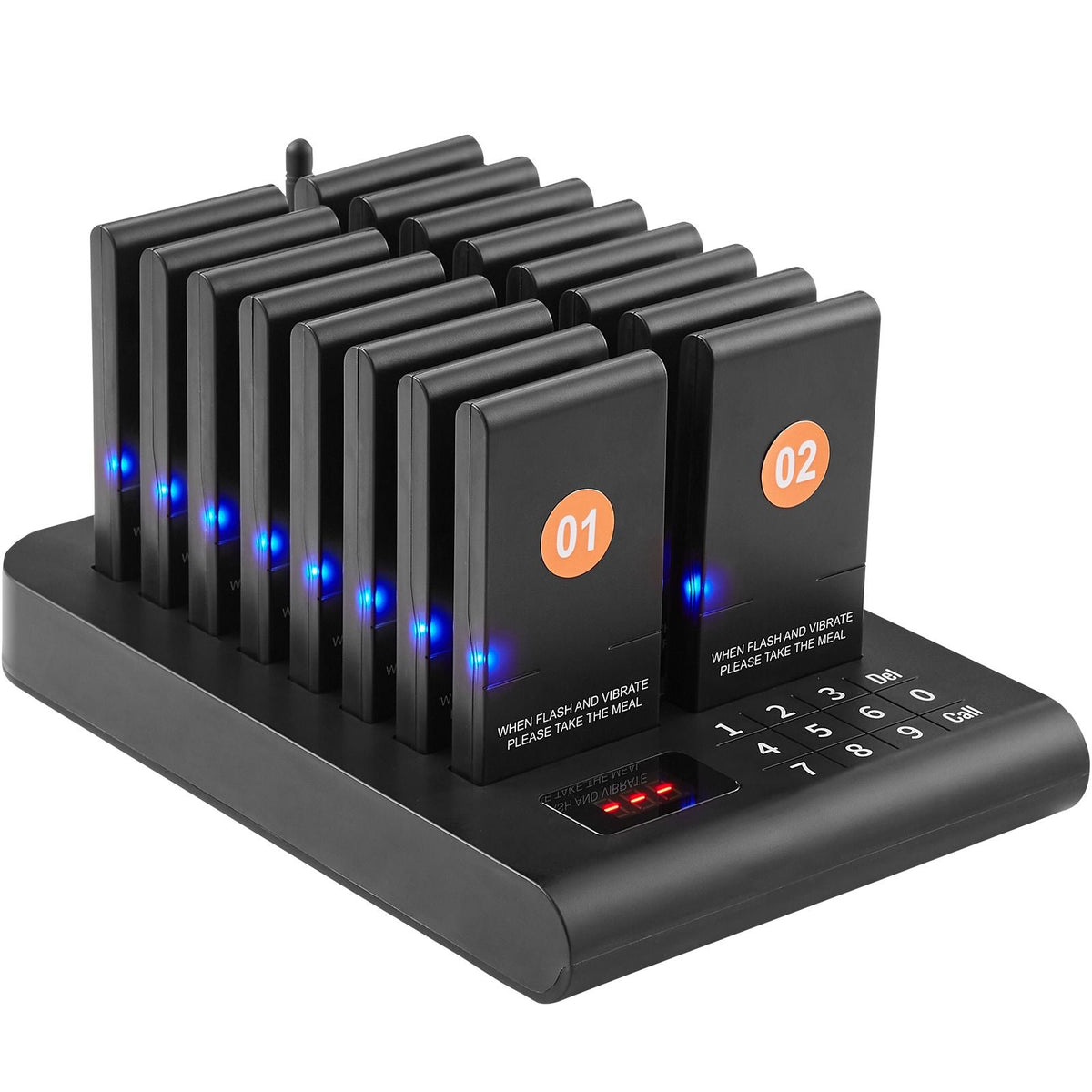 Restaurant Pager System, Wireless 500m Long Range Lineup Waiting Queue Signal, Guest Customer Calling Beepers with Vibration & Flashing, 16 Buzzers for Food Truck, Church, Nursery, Hospital