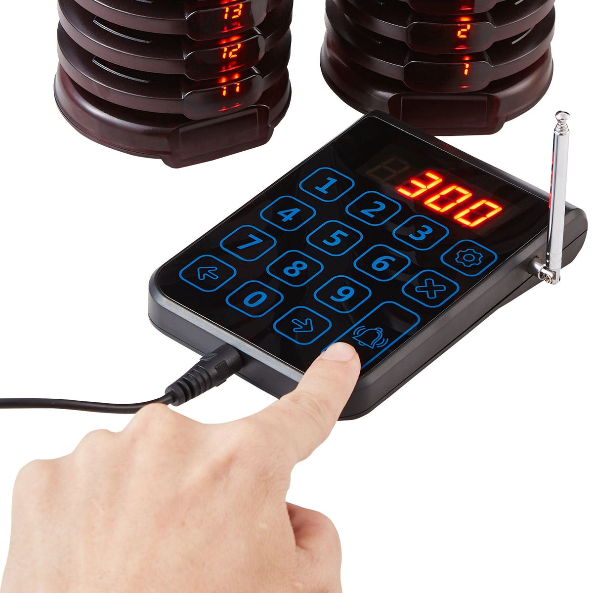 Restaurant Pager System, Wireless 500m Long Range Lineup Waiting Queue Signal, Guest Customer Calling Beepers with Vibration & Flashing, 20 Buzzers for Food Truck, Church, Nursery, Hospital