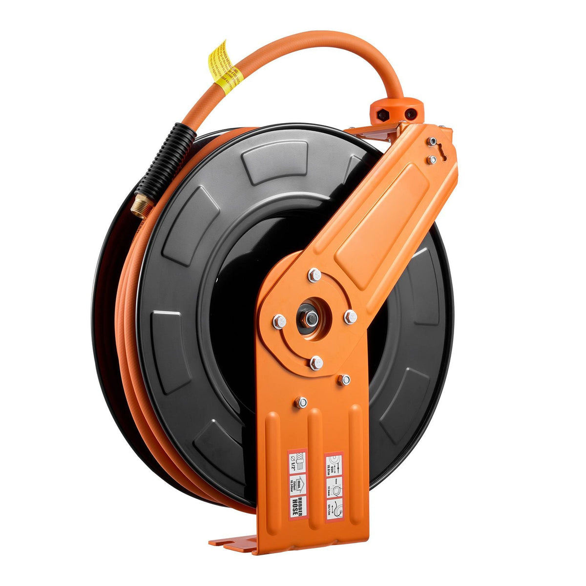 Retractable Air Hose Reel, 1/2 Inch x 50 FT Rubber Air Hose Max 300PSI, Auto Rewind Air-Compressor Hoses Reel with 5 ft Lead in, Ceiling/Wall Mount for Garage Workshops