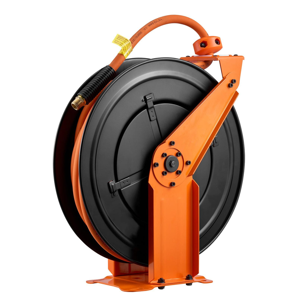 Retractable Air Hose Reel, 1/2 Inch x 50 FT Rubber Air Hose Max 300PSI, Auto Rewind Air-Compressor Hoses Reel with 5 ft Lead in, Ceiling/Wall Mount Heavy Duty Steel Double Arm