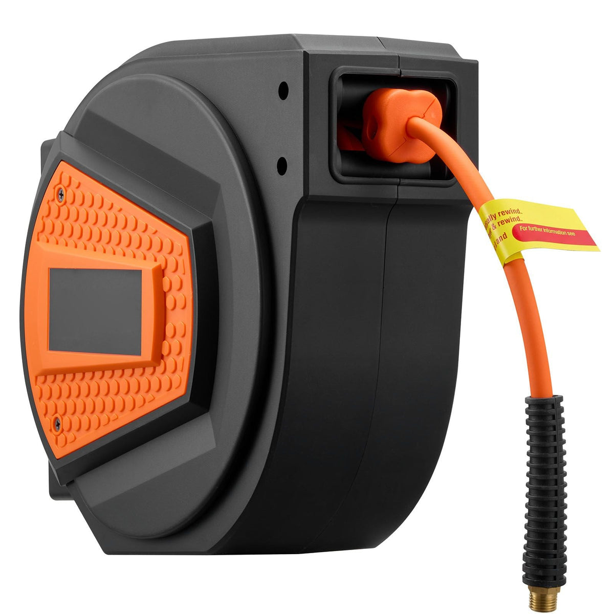 Retractable Air Hose Reel, 1/4 Inch x 50 FT Hybrid Air Hose Max 300PSI, Enclosed Air-Compressor Hoses Reel Auto Rewind with 6.6 ft Lead in & Blow Gun, 180° Swivel Ceiling/Wall Mount