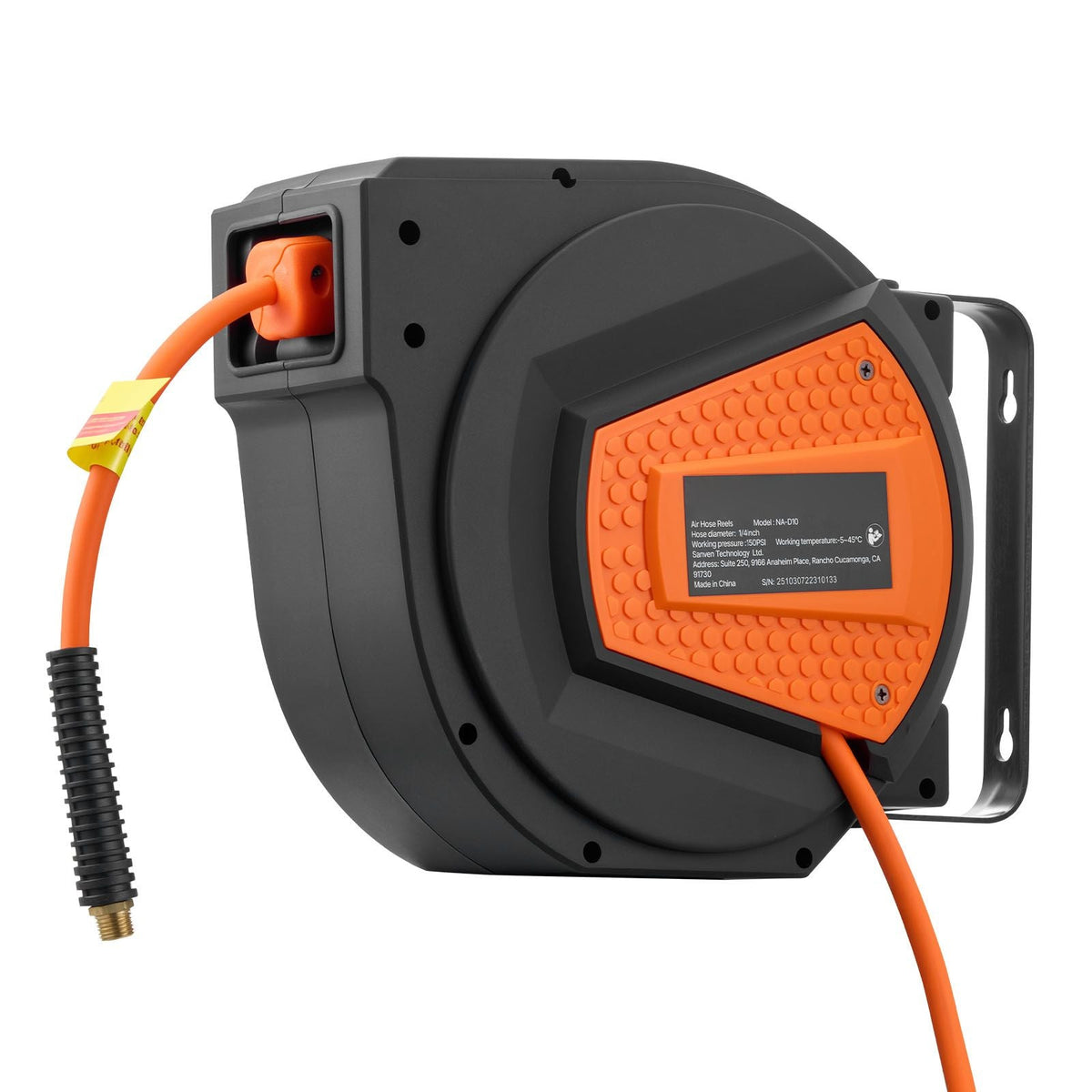 Retractable Air Hose Reel, 1/4 Inch x 50 FT Hybrid Air Hose Max 300PSI, Enclosed Air-Compressor Hoses Reel Auto Rewind with 6.6 ft Lead in & Blow Gun, 180° Swivel Ceiling/Wall Mount
