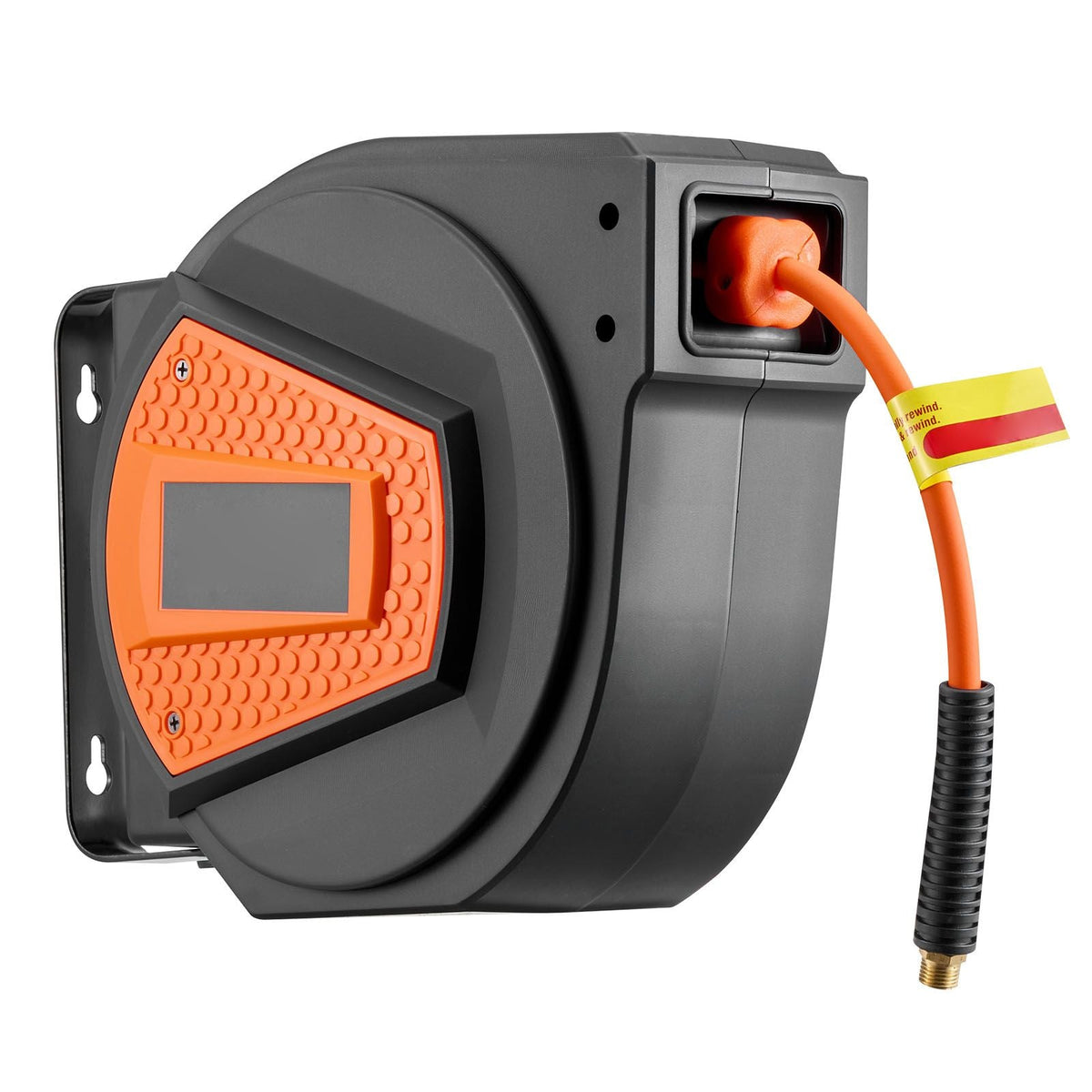 Retractable Air Hose Reel, 1/4 Inch x 50 FT Hybrid Air Hose Max 300PSI, Enclosed Air-Compressor Hoses Reel Auto Rewind with 6.6 ft Lead in & Blow Gun, 180° Swivel Ceiling/Wall Mount