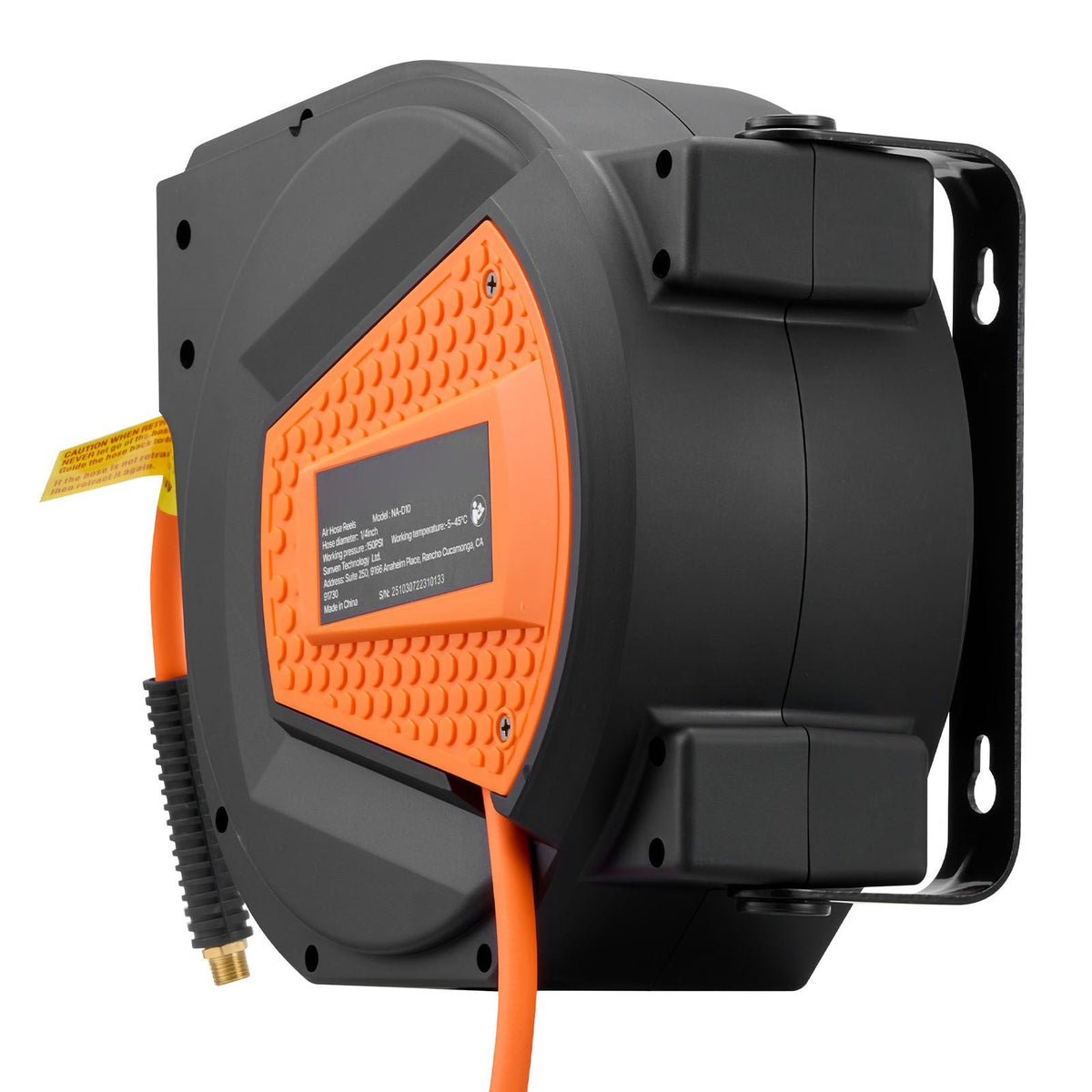 Retractable Air Hose Reel, 1/4 Inch x 50 FT Hybrid Air Hose Max 300PSI, Enclosed Air-Compressor Hoses Reel Auto Rewind with 6.6 ft Lead in & Blow Gun, 180° Swivel Ceiling/Wall Mount