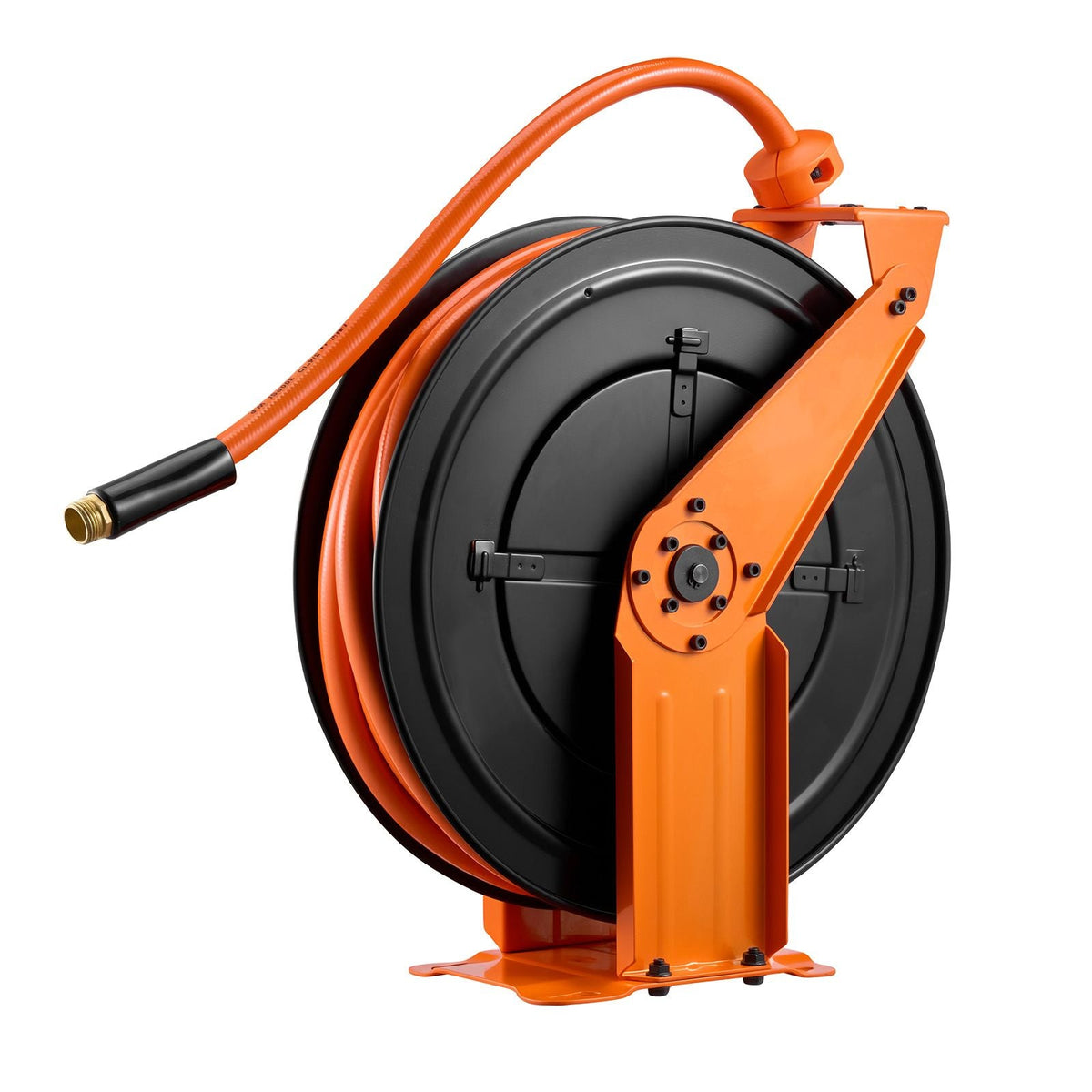 Retractable Air Hose Reel, 3/4 Inch x 50 FT PVC Air Hose Max 300PSI, Auto Rewind Air-Compressor Hoses Reel with 5 ft Lead in, Ceiling/Wall Mount Heavy Duty Steel Double Arm