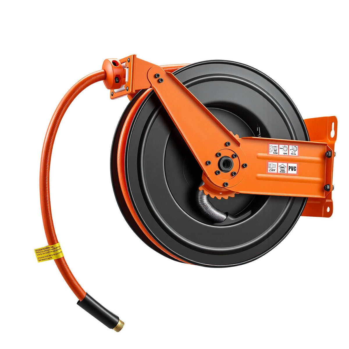 Retractable Air Hose Reel, 3/4 Inch x 50 FT PVC Air Hose Max 300PSI, Auto Rewind Air-Compressor Hoses Reel with 5 ft Lead in, Ceiling/Wall Mount Heavy Duty Steel Double Arm