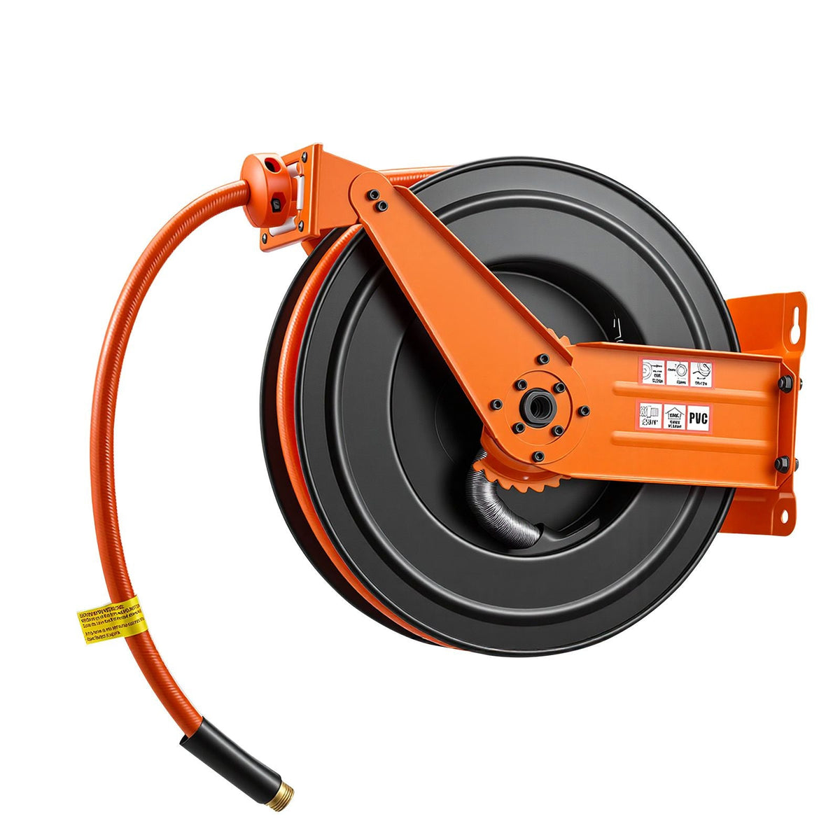 Retractable Air Hose Reel, 3/4 Inch x 50 FT PVC Air Hose Max 300PSI, Auto Rewind Air-Compressor Hoses Reel with 5 ft Lead in, Ceiling/Wall Mount Heavy Duty Steel Double Arm