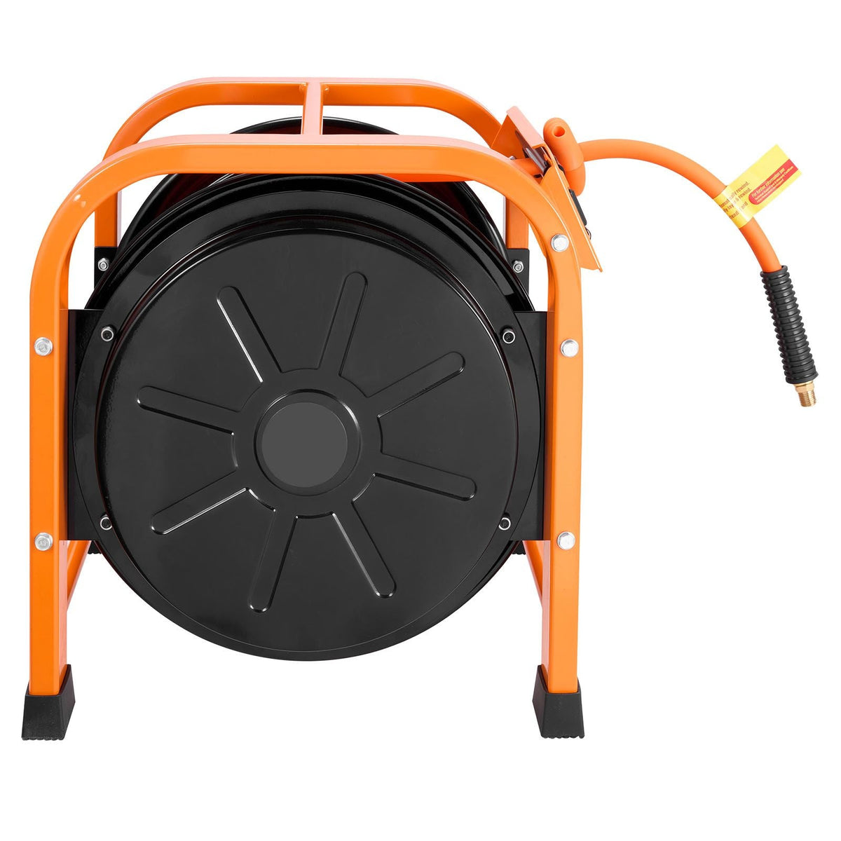 Retractable Air Hose Reel, 3/8 Inch x 100 FT PVC Air Hose Max 300PSI, Auto Rewind Air-Compressor Hoses Reel with 5 ft Lead in, Portable Freestanding Heavy Duty Steel Reel for Garages Workshops