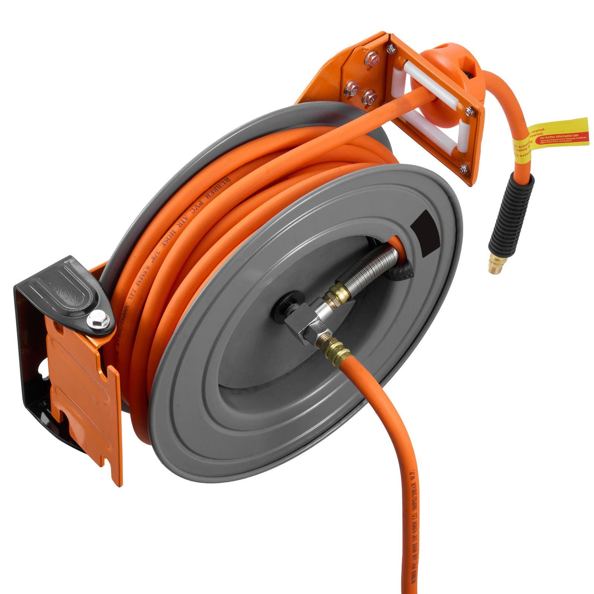 Retractable Air Hose Reel, 3/8 Inch x 50 FT Hybrid Air Hose Max 300PSI, Auto Rewind Air-Compressor Hoses Reel with 5 ft Lead in, 180° Swivel Ceiling/Wall Mount for Garage Workshops