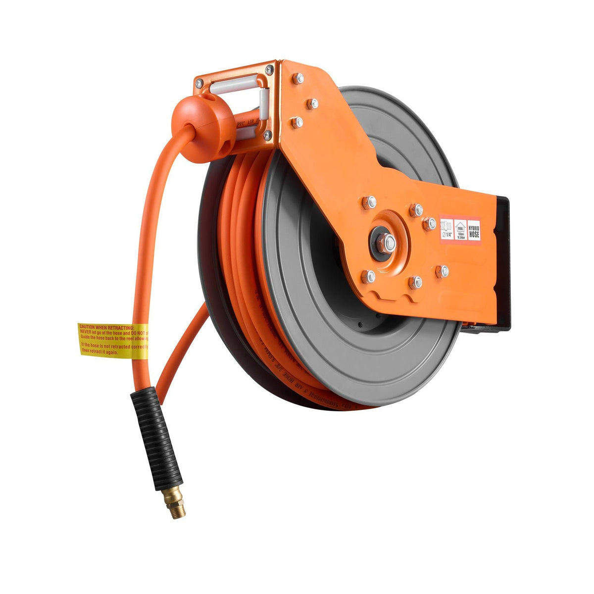 Retractable Air Hose Reel, 3/8 Inch x 50 FT Hybrid Air Hose Max 300PSI, Auto Rewind Air-Compressor Hoses Reel with 5 ft Lead in, 180° Swivel Ceiling/Wall Mount for Garage Workshops
