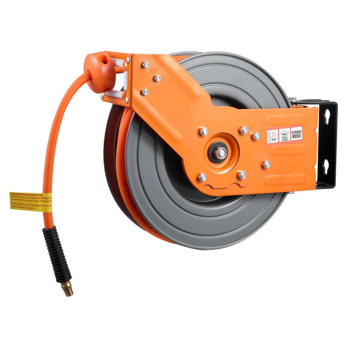 Retractable Air Hose Reel, 3/8 Inch x 50 FT Hybrid Air Hose Max 300PSI, Auto Rewind Air-Compressor Hoses Reel with 5 ft Lead in, 180° Swivel Ceiling/Wall Mount for Garage Workshops