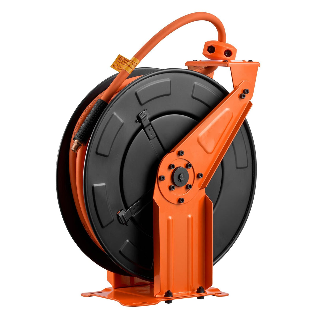 Retractable Air Hose Reel, 3/8 Inch x 50 FT Rubber Air Hose Max 300PSI, Auto Rewind Air-Compressor Hoses Reel with 5 ft Lead in, Ceiling/Wall Mount Heavy Duty Steel Double Arm