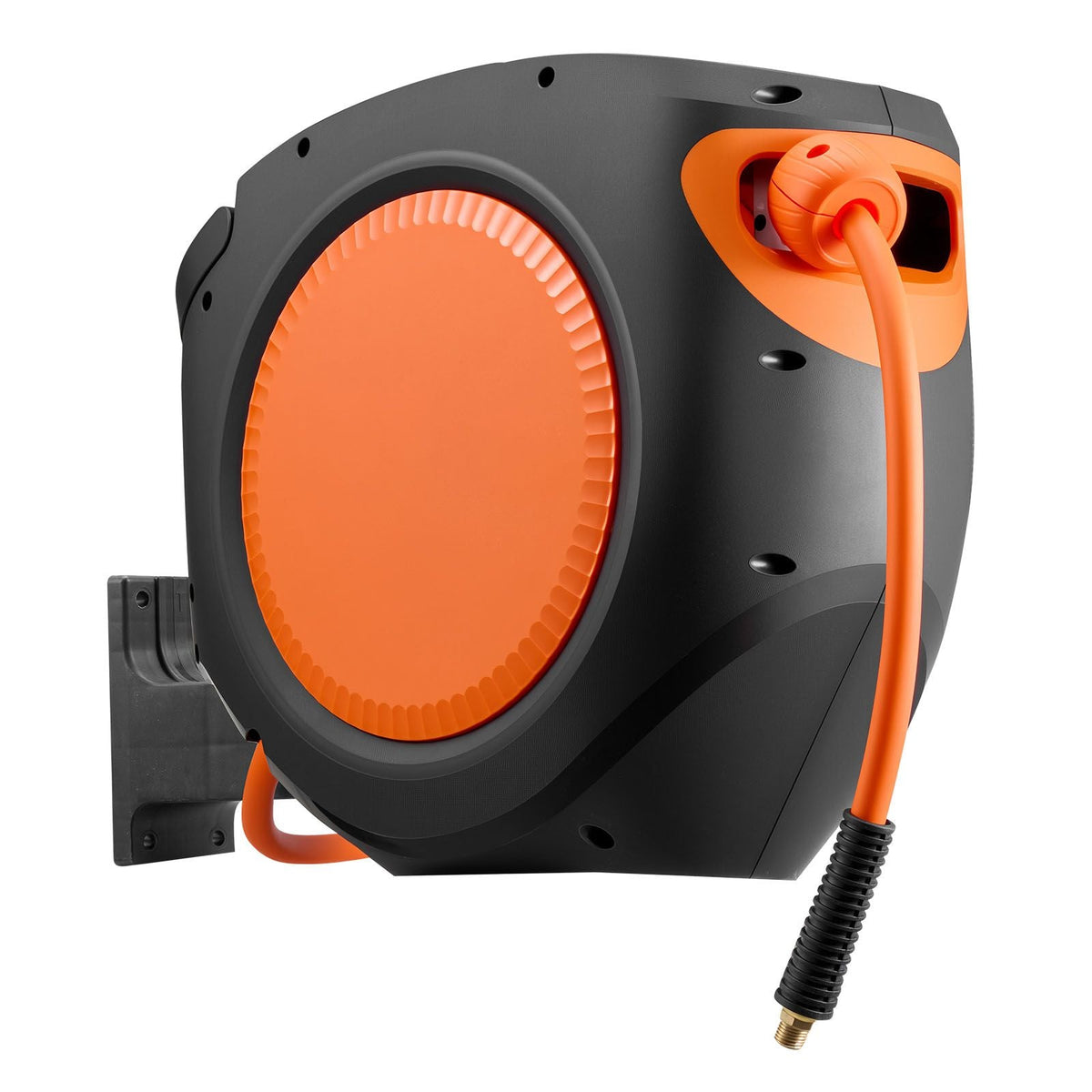 Retractable Air Hose Reel, 3/8 Inch x 80 FT Hybrid Air Hose Max 300PSI, Enclosed Air-Compressor Hoses Reel Auto Rewind with 6.6 ft Lead in, 180° Swivel Ceiling/Wall Mount for Workshops