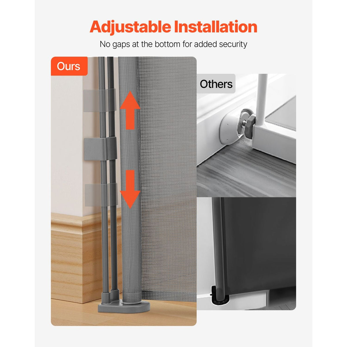 Retractable Baby Gate, 34 inch Tall, Extends up to 110 inch Wide, Retractable Gate for Kids or Pets, Mesh Material, Easy to Install for Indoor Stairs, Doorways, Hallways, Playrooms, Gray