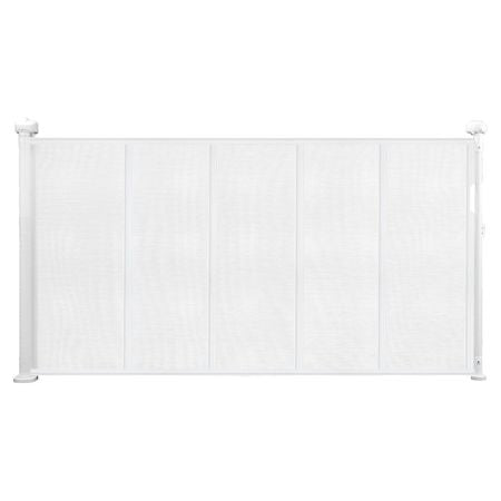 Retractable Baby Gate, 34 inch Tall, Extends up to 55 inch Wide, Retractable Gate for Kids or Pets, Mesh Material, Easy to Install for Indoor Stairs, Doorways, Hallways, Playrooms, White
