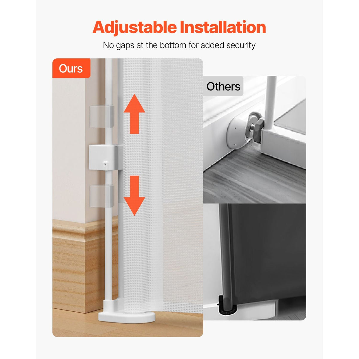 Retractable Baby Gate, 34 inch Tall, Extends up to 71 inch Wide, Retractable Gate for Kids or Pets, Mesh Material, Easy to Install for Indoor Stairs, Doorways, Hallways, Playrooms, White