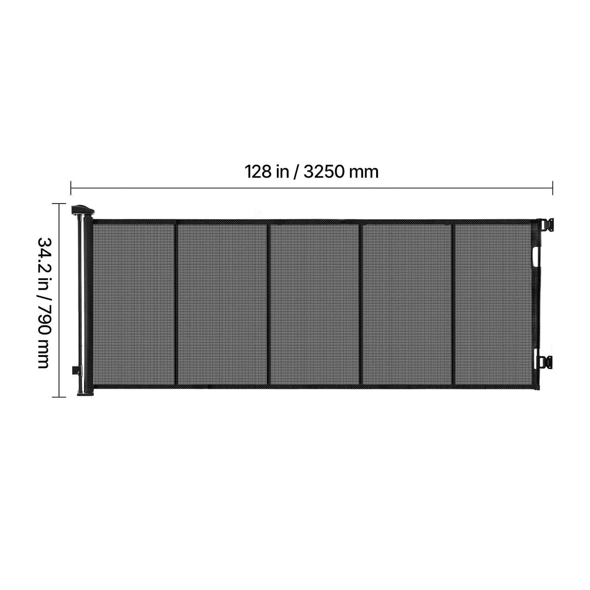 Retractable Baby Gate, Extends to 122 inch Extra Wide, 31.3 inch Tall, with Reinforced Fiberglass Strips, Avoids Crawling Through, Mesh Dog Gate for Decks, Doorways, Garages, Indoor, Black