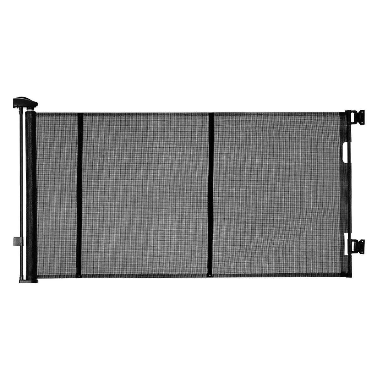 Retractable Baby Gate, Extends to 122 inch Extra Wide, 31.3 inch Tall, with Reinforced Fiberglass Strips, Avoids Crawling Through, Mesh Dog Gate for Decks, Doorways, Garages, Indoor, Black