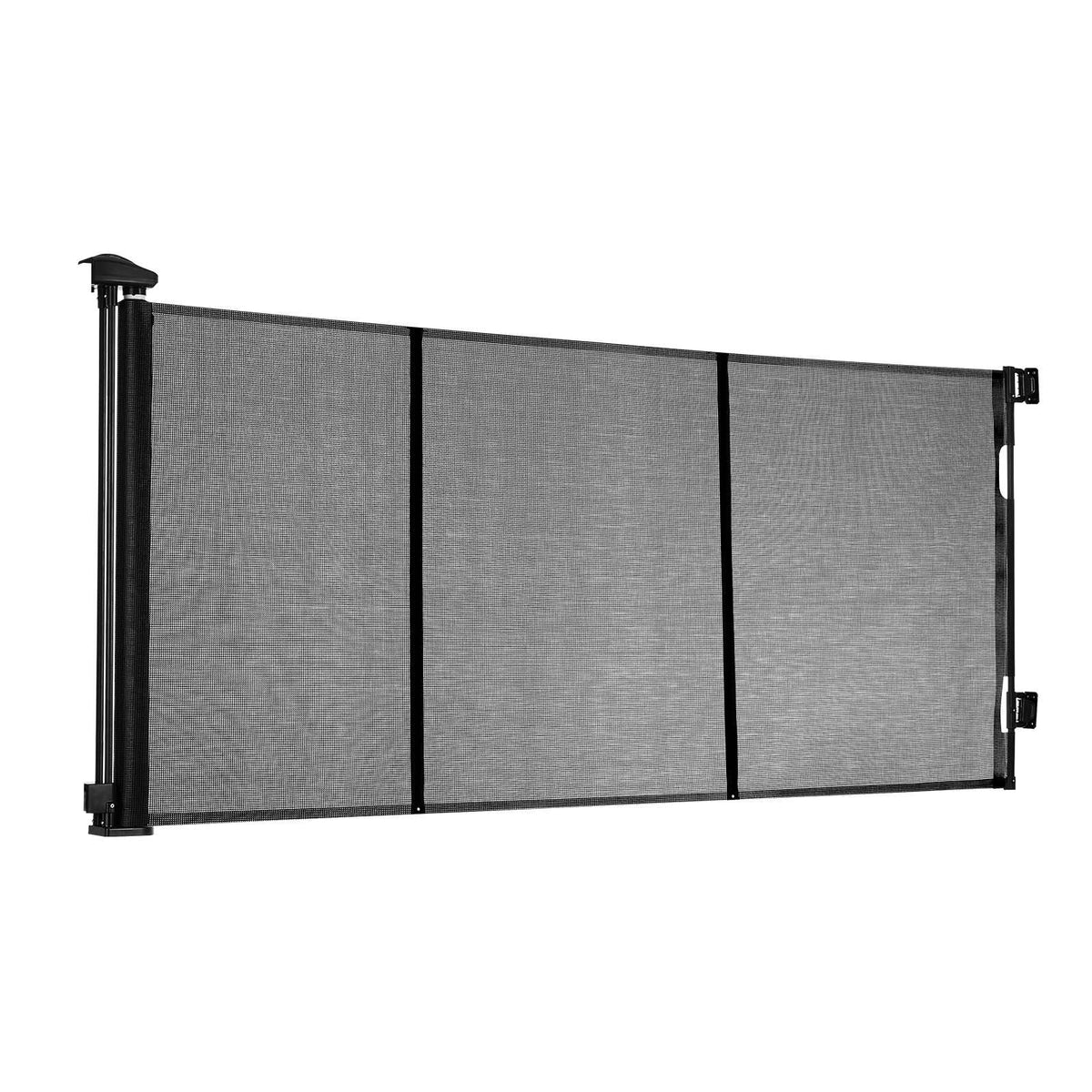 Retractable Baby Gate, Extends to 122 inch Extra Wide, 31.3 inch Tall, with Reinforced Fiberglass Strips, Avoids Crawling Through, Mesh Dog Gate for Decks, Doorways, Garages, Indoor, Black