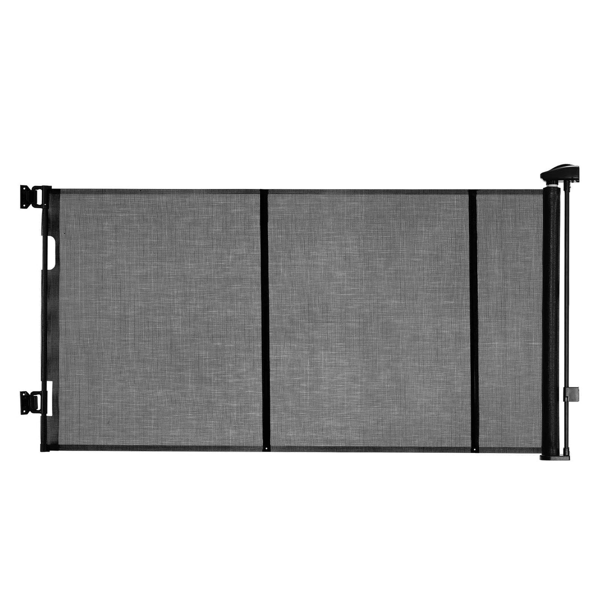 Retractable Baby Gate, Extends to 122 inch Extra Wide, 31.3 inch Tall, with Reinforced Fiberglass Strips, Avoids Crawling Through, Mesh Dog Gate for Decks, Doorways, Garages, Indoor, Black