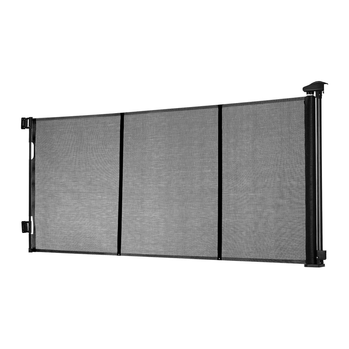 Retractable Baby Gate, Extends to 122 inch Extra Wide, 31.3 inch Tall, with Reinforced Fiberglass Strips, Avoids Crawling Through, Mesh Dog Gate for Decks, Doorways, Garages, Indoor, Black