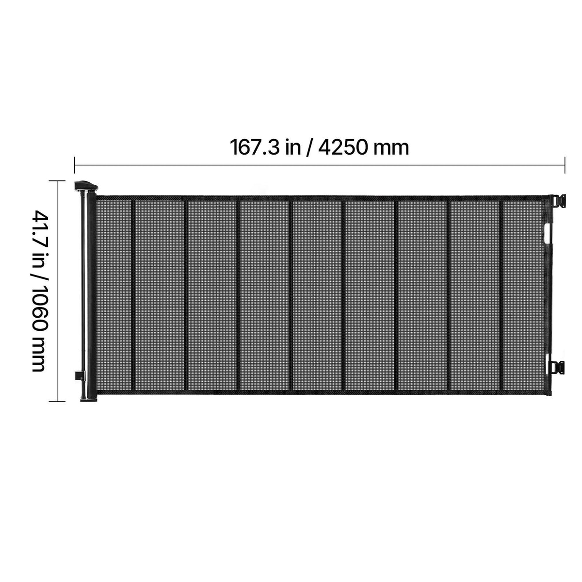 Retractable Baby Gate, Extends to 163.3 inch Extra Wide, 39 inch Tall, with Reinforced Fiberglass Strips, Avoids Crawling Through, Mesh Dog Gate for Decks, Doorways, Garages, Indoor, Black