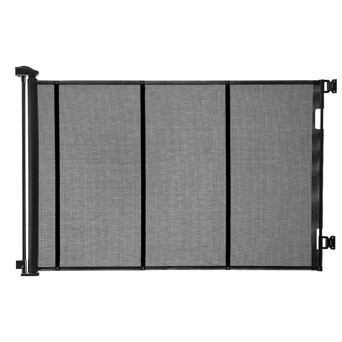 Retractable Baby Gate, Extends to 163.3 inch Extra Wide, 39 inch Tall, with Reinforced Fiberglass Strips, Avoids Crawling Through, Mesh Dog Gate for Decks, Doorways, Garages, Indoor, Black