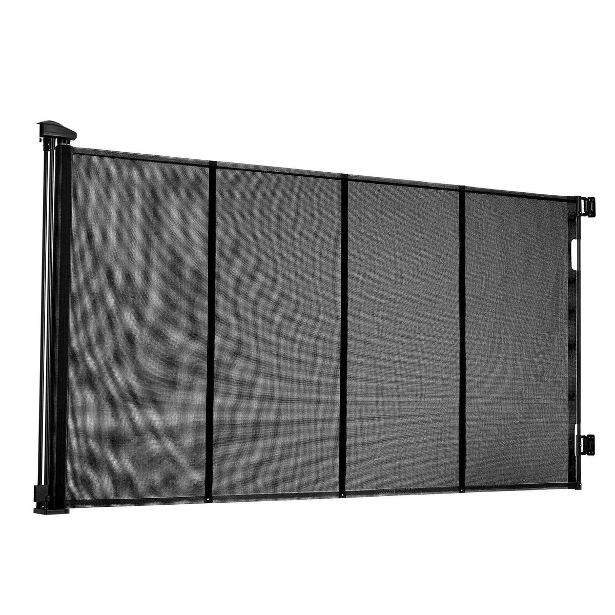 Retractable Baby Gate, Extends to 202.7 inch Extra Wide, 39 inch Tall, with Reinforced Fiberglass Strips, Avoids Crawling Through, Mesh Dog Gate for Decks, Doorways, Garages, Indoor, Black