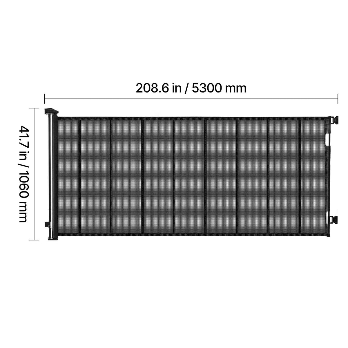 Retractable Baby Gate, Extends to 202.7 inch Extra Wide, 39 inch Tall, with Reinforced Fiberglass Strips, Avoids Crawling Through, Mesh Dog Gate for Decks, Doorways, Garages, Indoor, Black