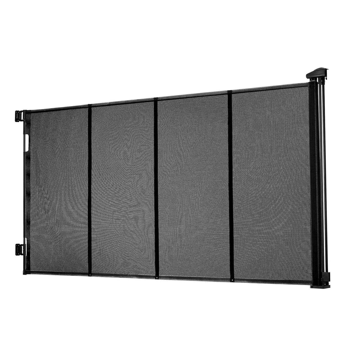 Retractable Baby Gate, Extends to 202.7 inch Extra Wide, 39 inch Tall, with Reinforced Fiberglass Strips, Avoids Crawling Through, Mesh Dog Gate for Decks, Doorways, Garages, Indoor, Black