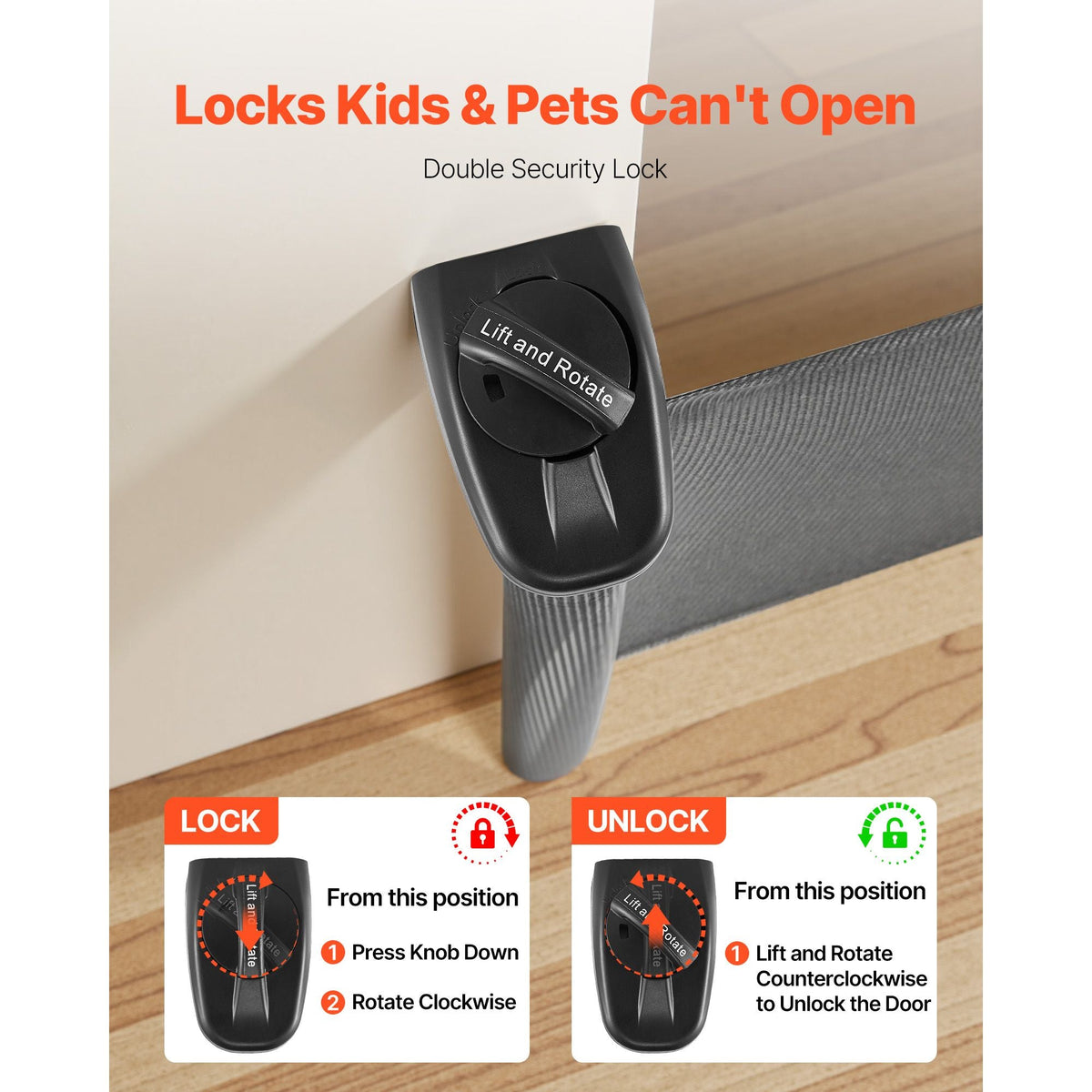 Retractable Baby Gate, Extends to 56.3 inch Wide, 31.3 inch Tall, with Security Lock, Easy to Use, Walk Through Without Tripping, Mesh Dog Gate for Stairs, Hallways, Indoor/Outdoor, Black