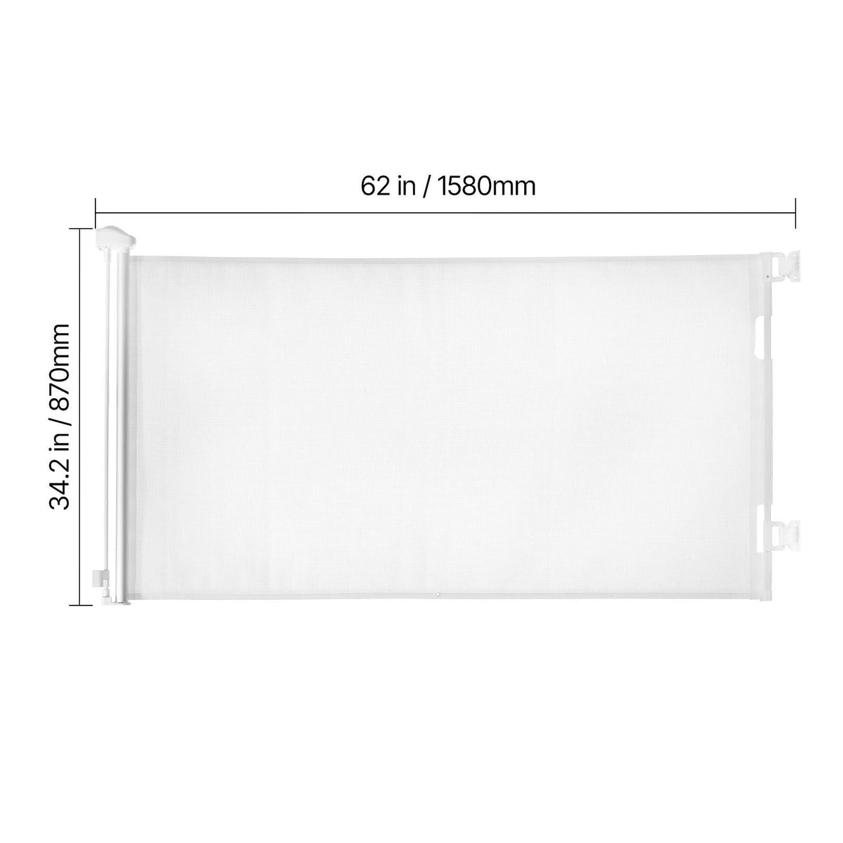 Retractable Baby Gate, Extends to 56.3 inch Wide, 31.3 inch Tall, with Security Lock, Easy to Use, Walk Through Without Tripping, Mesh Dog Gate for Stairs, Hallways, Indoor/Outdoor, White