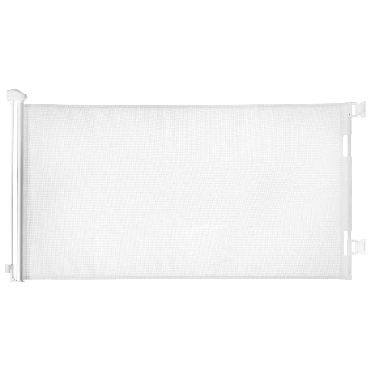 Retractable Baby Gate, Extends to 56.3 inch Wide, 31.3 inch Tall, with Security Lock, Easy to Use, Walk Through Without Tripping, Mesh Dog Gate for Stairs, Hallways, Indoor/Outdoor, White