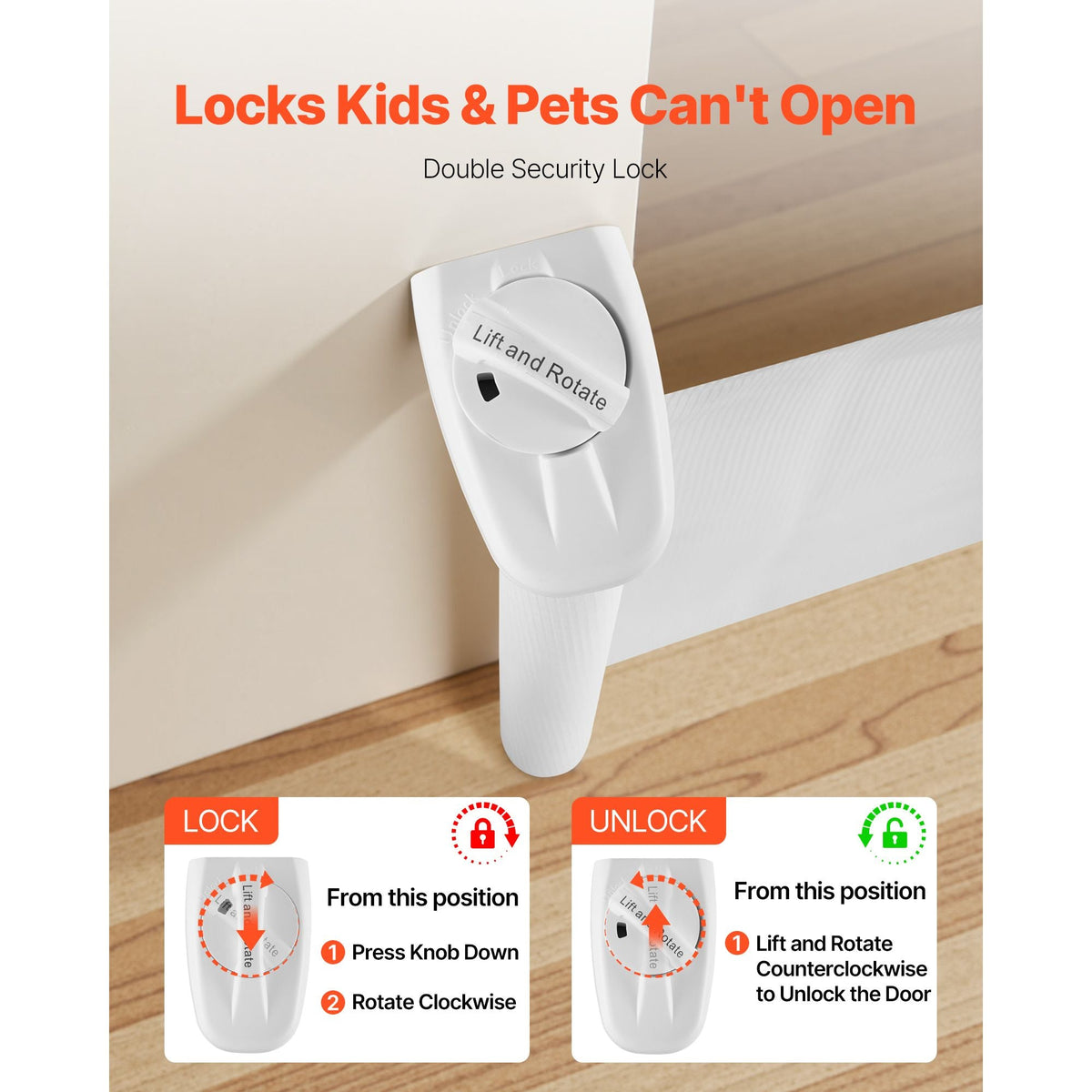 Retractable Baby Gate, Extends to 72.8 inch Wide, 31.3 inch Tall, with Security Lock, Easy to Use, Walk Through Without Tripping, Mesh Dog Gate for Stairs, Hallways, Indoor/Outdoor, White