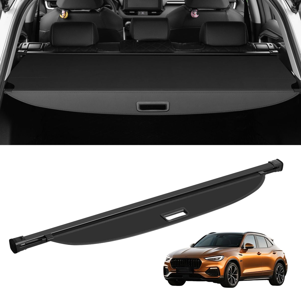 Retractable Cargo Cover for Chevrolet, Waterproof Trunk Cover Security Shield Shade for GMC Terrain + Chevrolet Equinox 2018-2024 5-Seater, Rear Trunk Cover, Aluminum Alloy & PVC Leather Texture