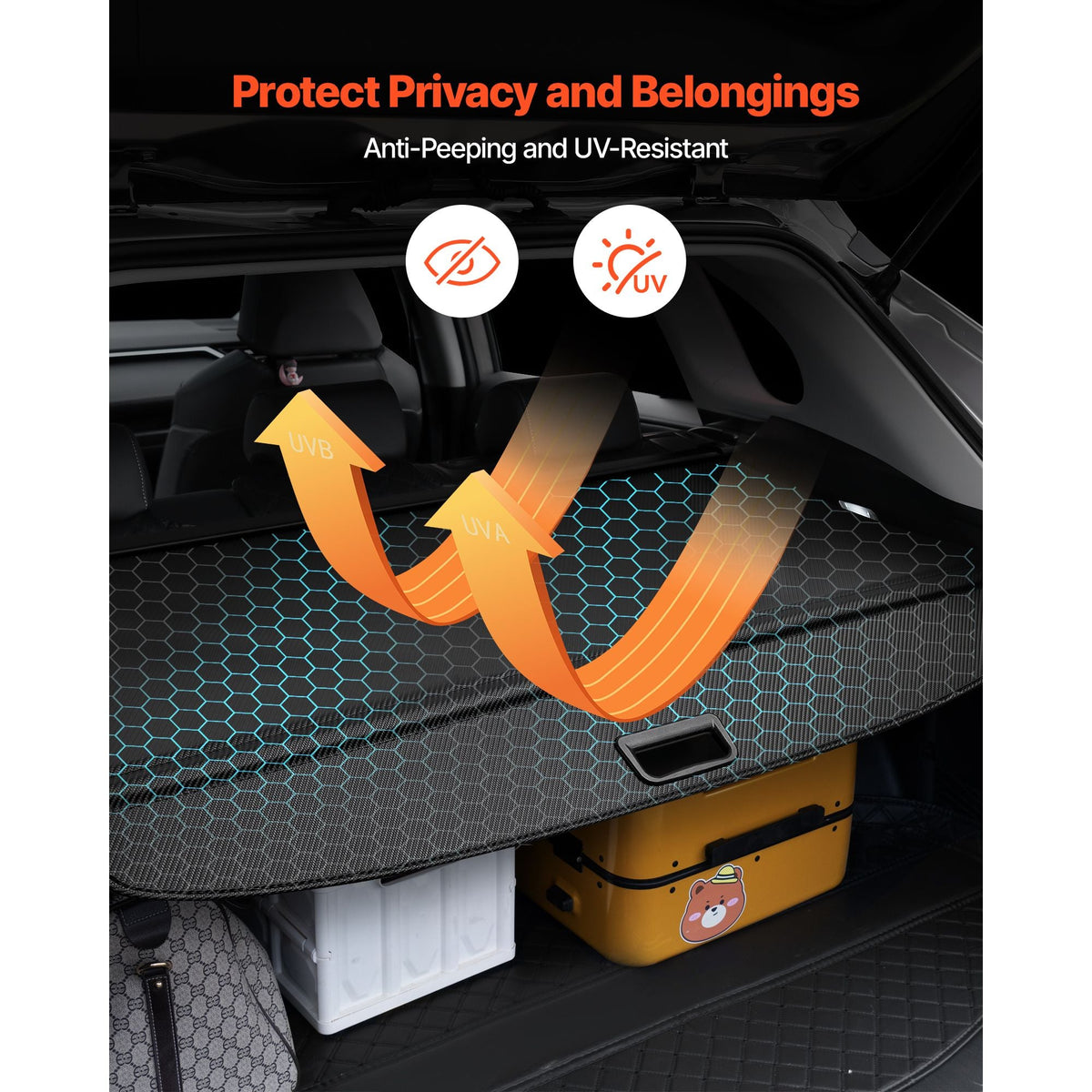 Retractable Cargo Cover, Upgraded Carbon Fiber Texture Trunk Cover, Anti-Peeping Luggage Privacy Shield, Easy Installation Security Shade Car Accessories, for Toyota RAV4 2019-2025 5-Seater
