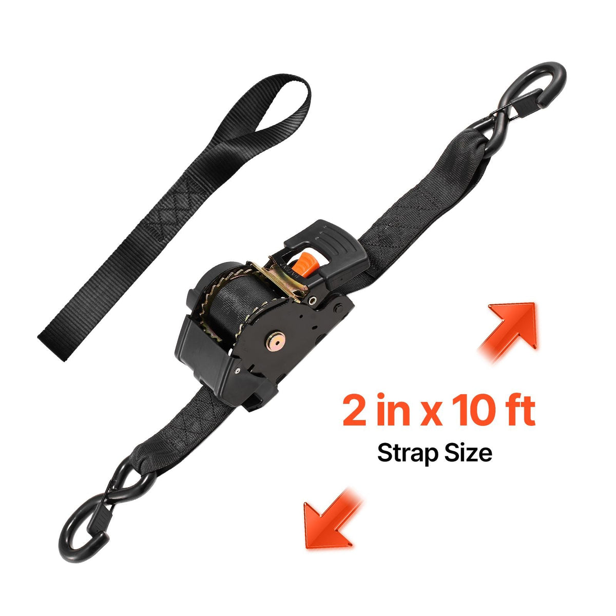 Retractable Ratchet Straps, 2 in x 10 ft, Tie Down Straps with S Hooks, 3033 lbs Break Strength, 2 Soft Loops, Tie Down Ratcheting for Moving, Trailers, Motorcycles, Kayaks, Car Roof, 2 Pack
