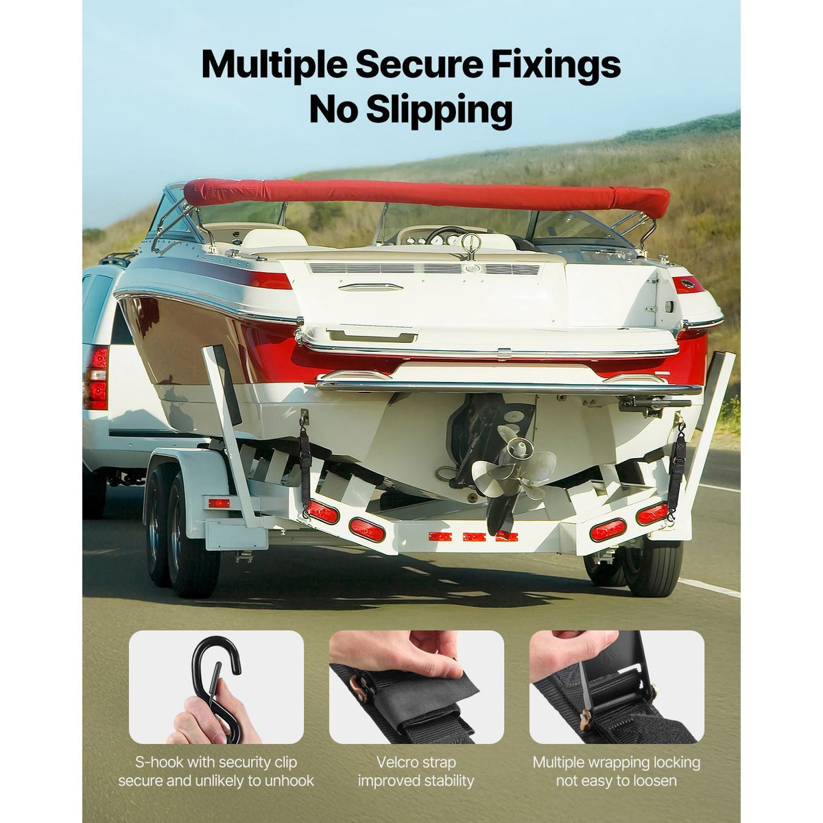 Retractable Ratchet Straps, 2 in x 2 ft Ratchet Tie Down Straps with Security Lock S Hooks, 2 Pack Heavy Duty Ratchet Tie Down Straps with 1500 lbs Break Strength, for Trailers, Vehicles, Boat