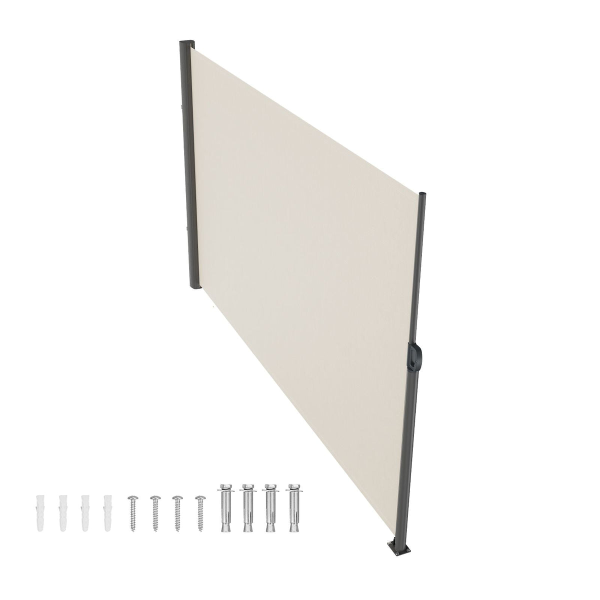 Retractable Side Awning, 63''x 118'' Aluminum Outdoor Privacy Screen, 280g Polyester Water-proof Retractable Patio Screen, UV 30+ Room Divider Wind Screen for Patio, Backyard, Balcony, Beige