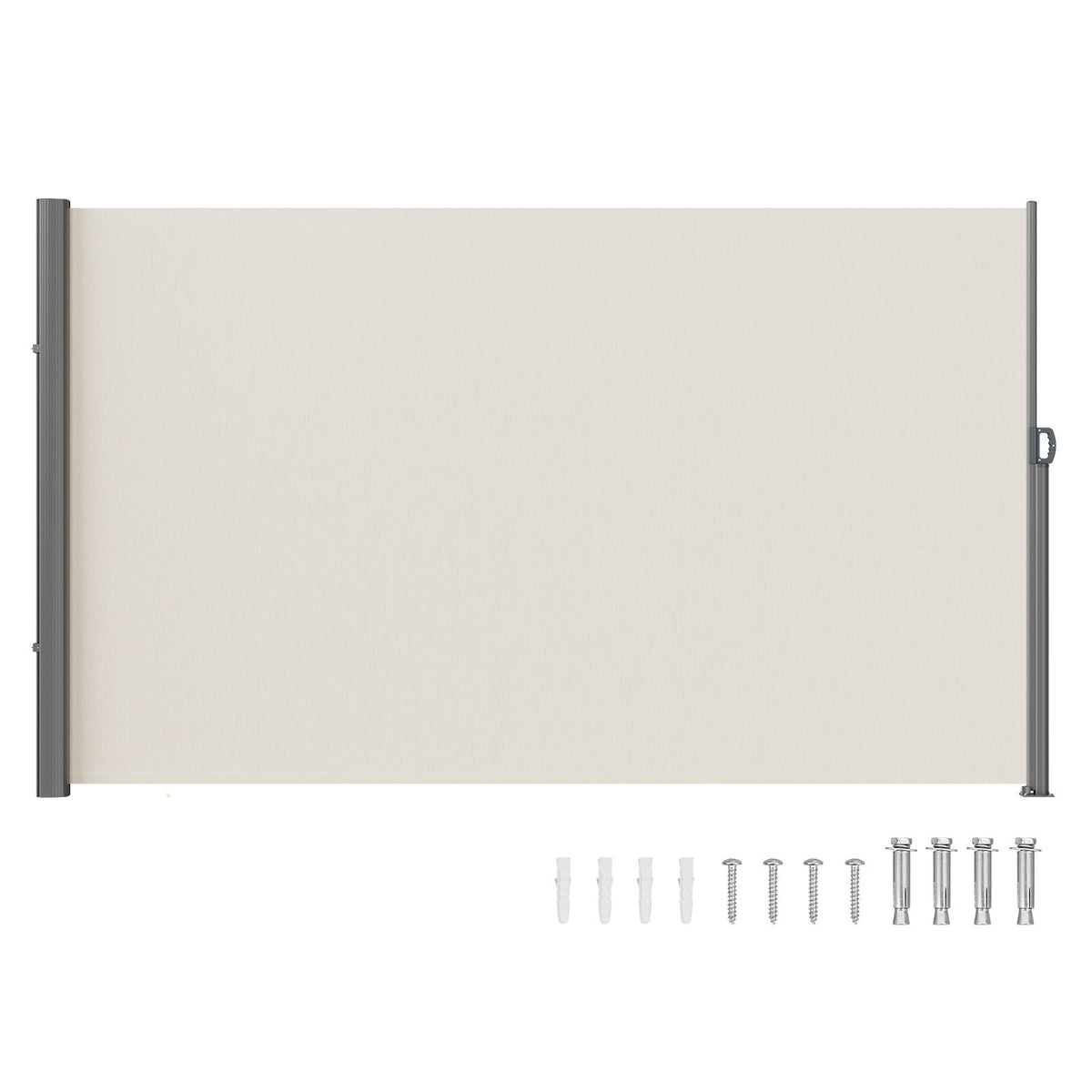 Retractable Side Awning, 63''x 118'' Aluminum Outdoor Privacy Screen, 280g Polyester Water-proof Retractable Patio Screen, UV 30+ Room Divider Wind Screen for Patio, Backyard, Balcony, Beige