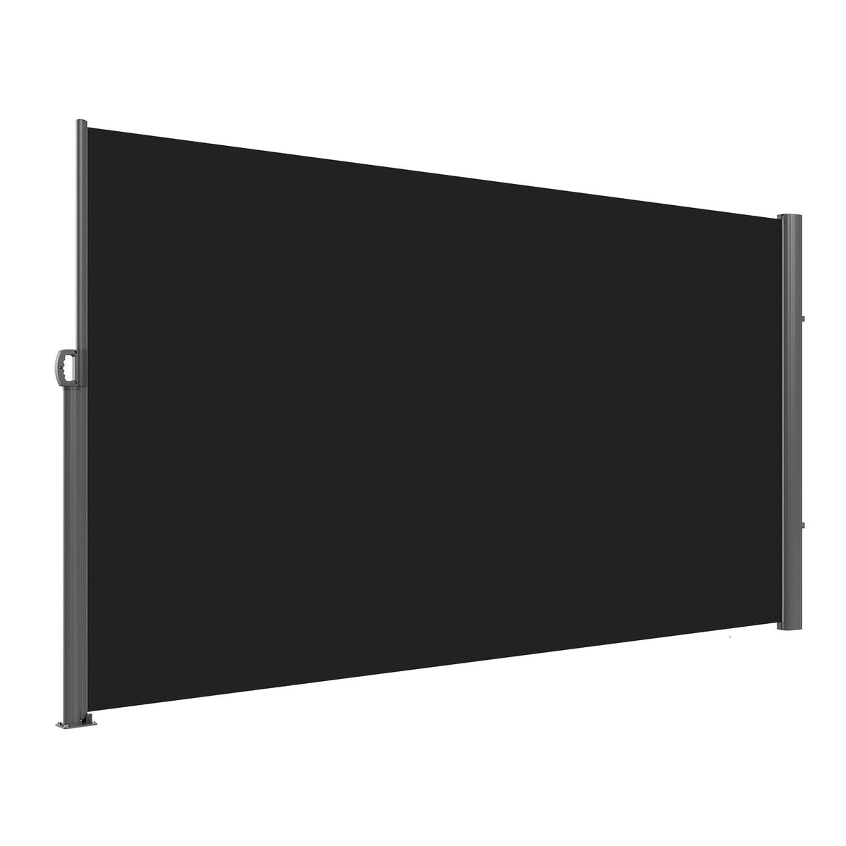 Retractable Side Awning, 63''x 118'' Aluminum Outdoor Privacy Screen, 280g Polyester Water-proof Retractable Patio Screen, UV 30+ Room Divider Wind Screen for Patio, Backyard, Balcony, Black