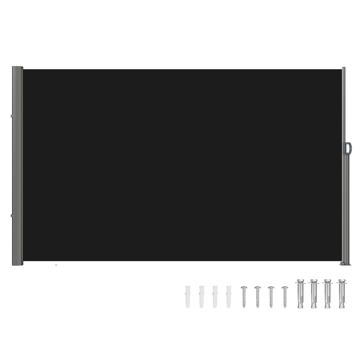 Retractable Side Awning, 63''x 118'' Aluminum Outdoor Privacy Screen, 280g Polyester Water-proof Retractable Patio Screen, UV 30+ Room Divider Wind Screen for Patio, Backyard, Balcony, Black