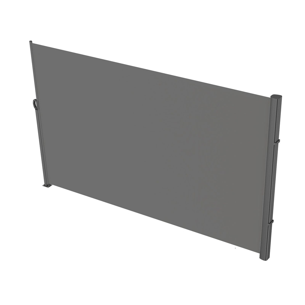Retractable Side Awning, 63''x 118'' Full Aluminum Rust-Proof Outdoor Privacy Screen, Folding Room Divider Wind Screen for Patio Sun Shade, Backyard, Balcony, Roof Terraces and Pools, Gray