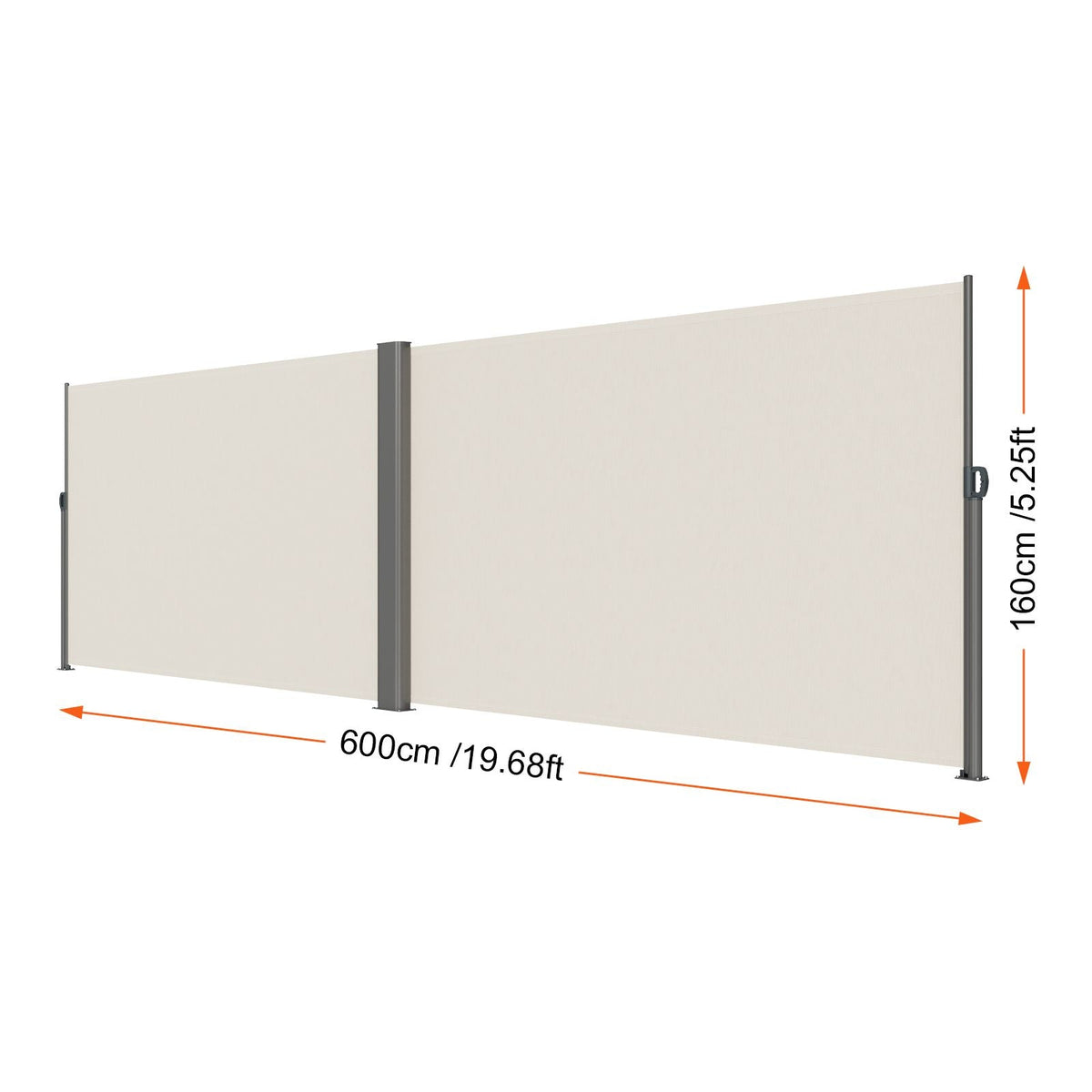 Retractable Side Awning, 63''x 236'' Aluminum Outdoor Privacy Screen, 280g Polyester Water-proof Retractable Patio Screen, UV 30+ Room Divider Wind Screen for Patio, Backyard, Balcony, Beige