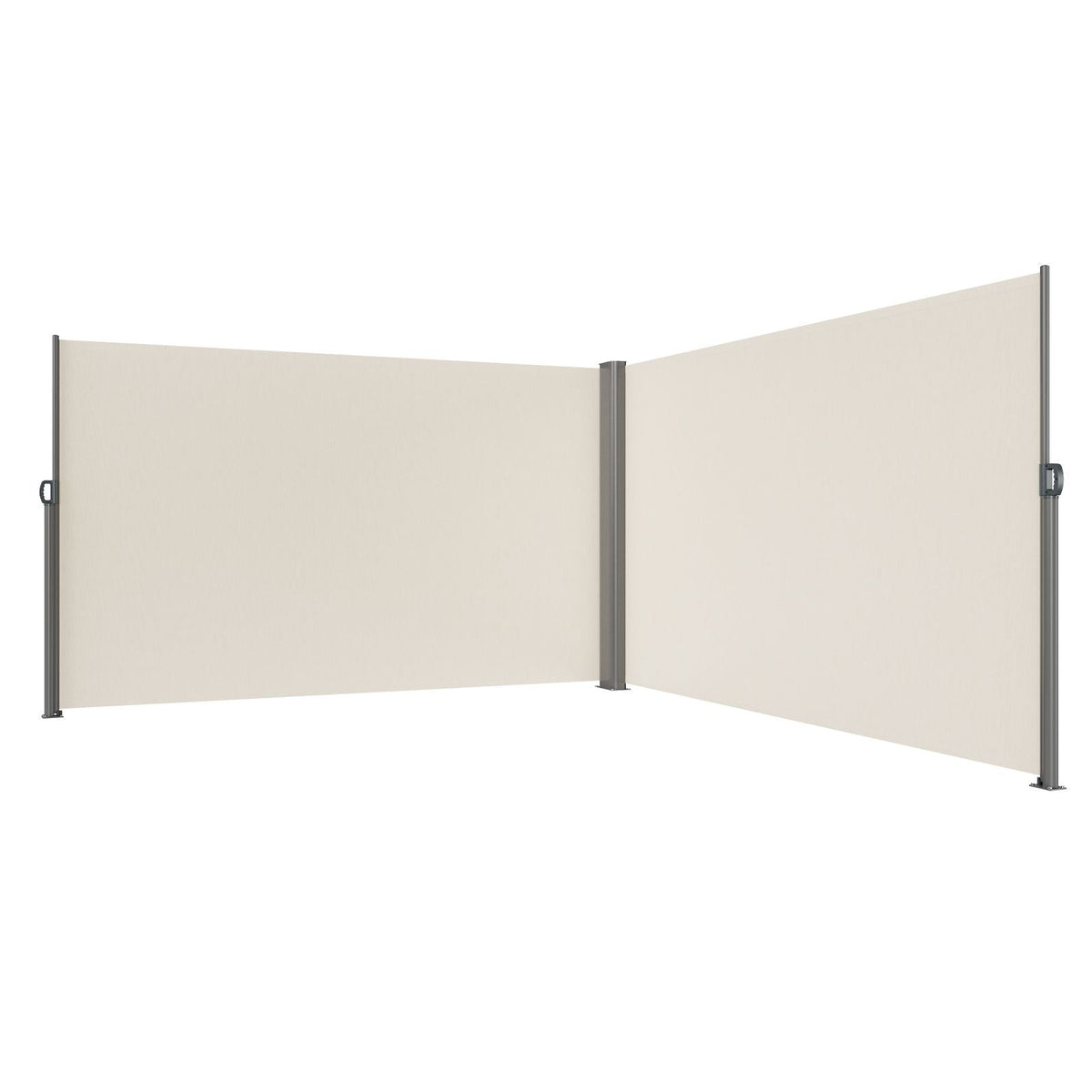 Retractable Side Awning, 63''x 236'' Aluminum Outdoor Privacy Screen, 280g Polyester Water-proof Retractable Patio Screen, UV 30+ Room Divider Wind Screen for Patio, Backyard, Balcony, Beige