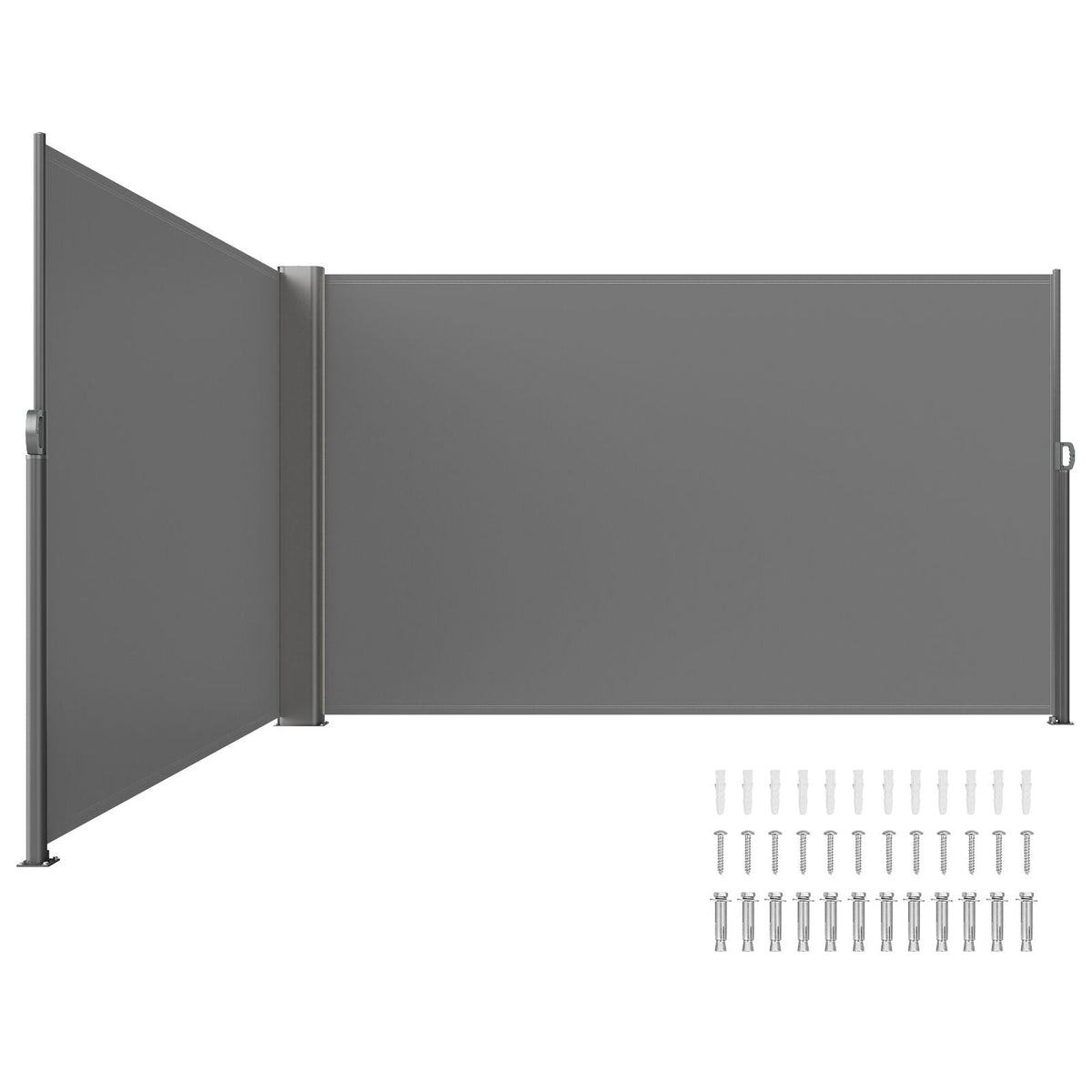 Retractable Side Awning, 63''x 236'' Aluminum Outdoor Privacy Screen, 280g Polyester Water-proof Retractable Patio Screen, UV 30+ Room Divider Wind Screen for Patio, Backyard, Balcony, Gray