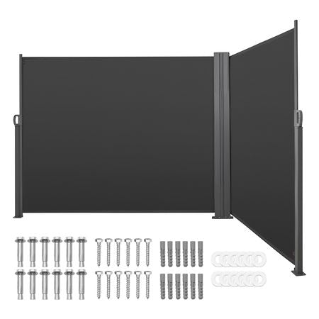 Retractable Side Awning, 71" x 236" Patio Retractable Side Screen with 180 g/m² Polyester Fabric, Waterproof Sunshade Outdoor Privacy Screen Room Divider for Garden, Balcony, Pools, Deck, Gray