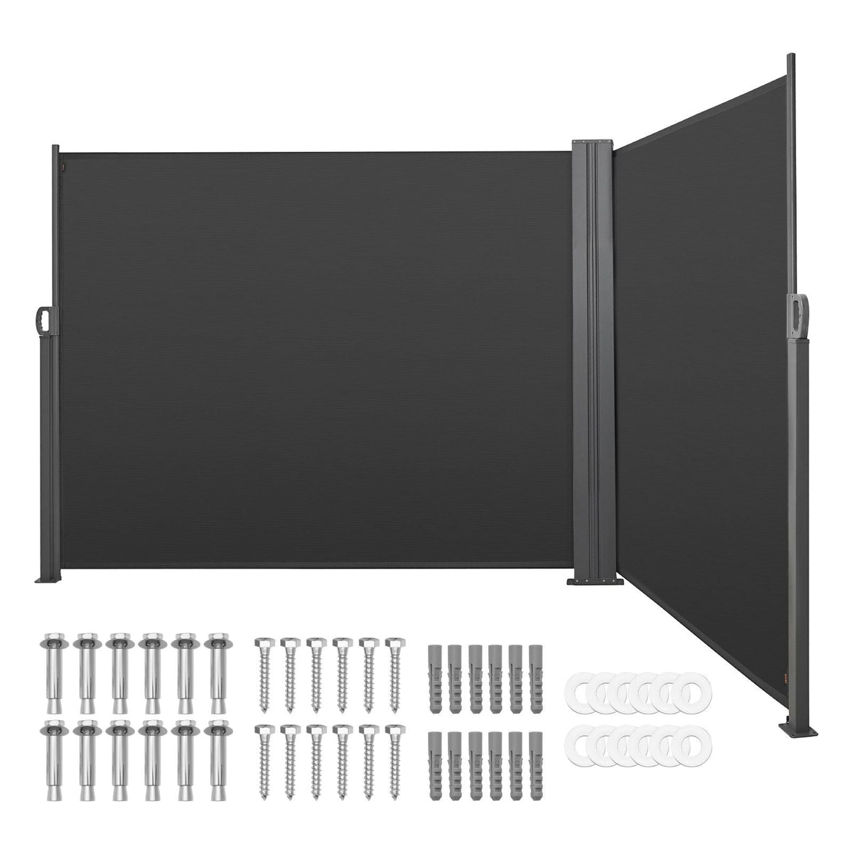 Retractable Side Awning, 71" x 236" Patio Retractable Side Screen with 180 g/m² Polyester Fabric, Waterproof Sunshade Outdoor Privacy Screen Room Divider for Garden, Balcony, Pools, Deck, Gray