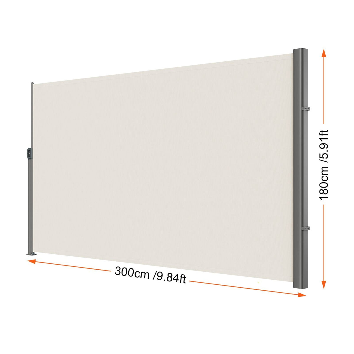 Retractable Side Awning, 71''x 118'' Aluminum Outdoor Privacy Screen, 280g Polyester Water-proof Retractable Patio Screen, UV 30+ Room Divider Wind Screen for Patio, Backyard, Balcony, Beige
